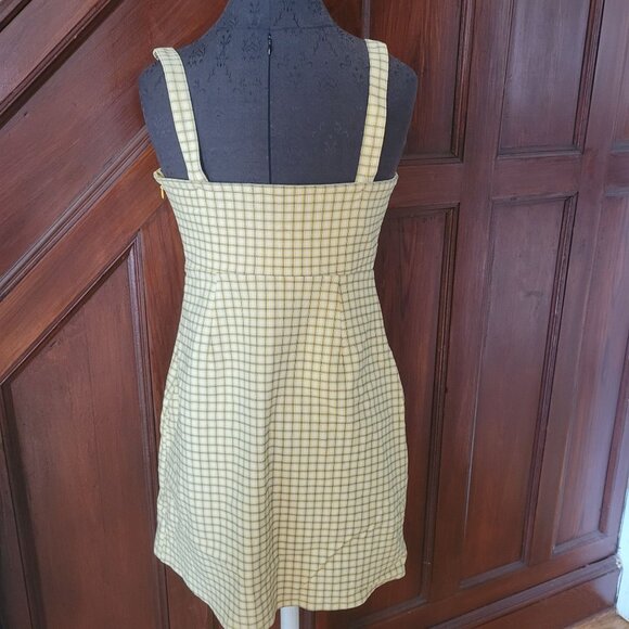 Hollister Yellow Plaid Sleeveless Mini Dress Size M 100% Cotton Womens - Picture 4 of 8